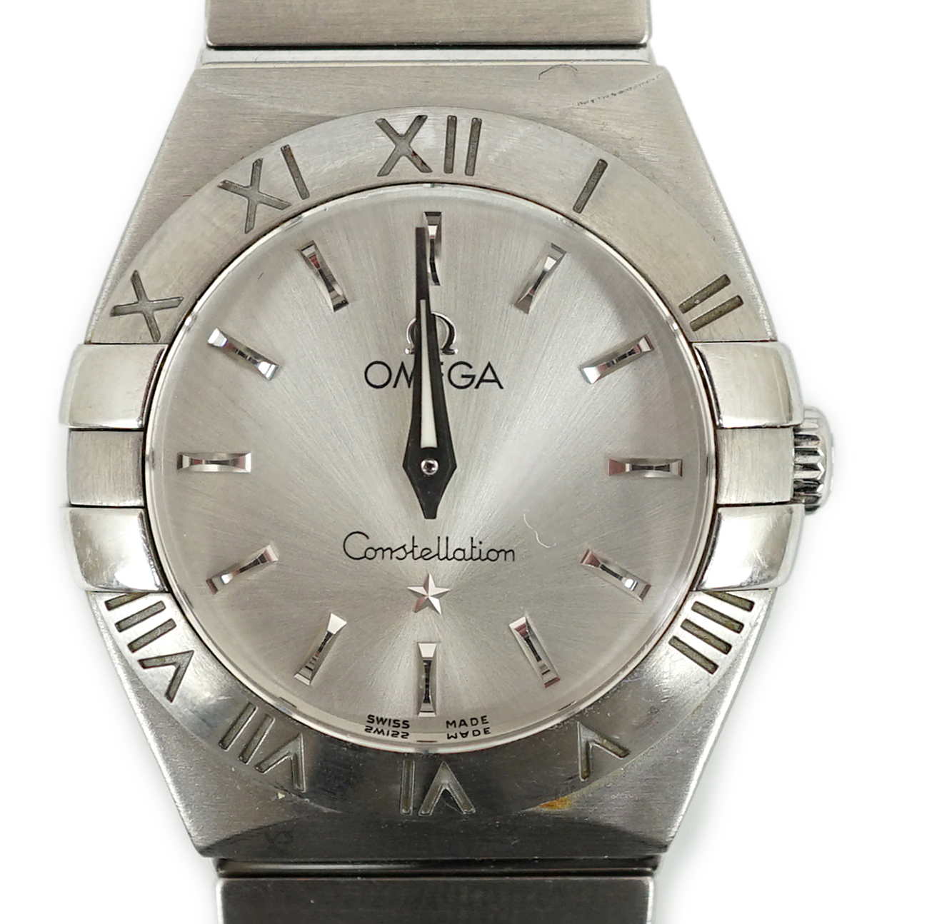 A lady's modern stainless steel Omega Constellation quartz wrist watch